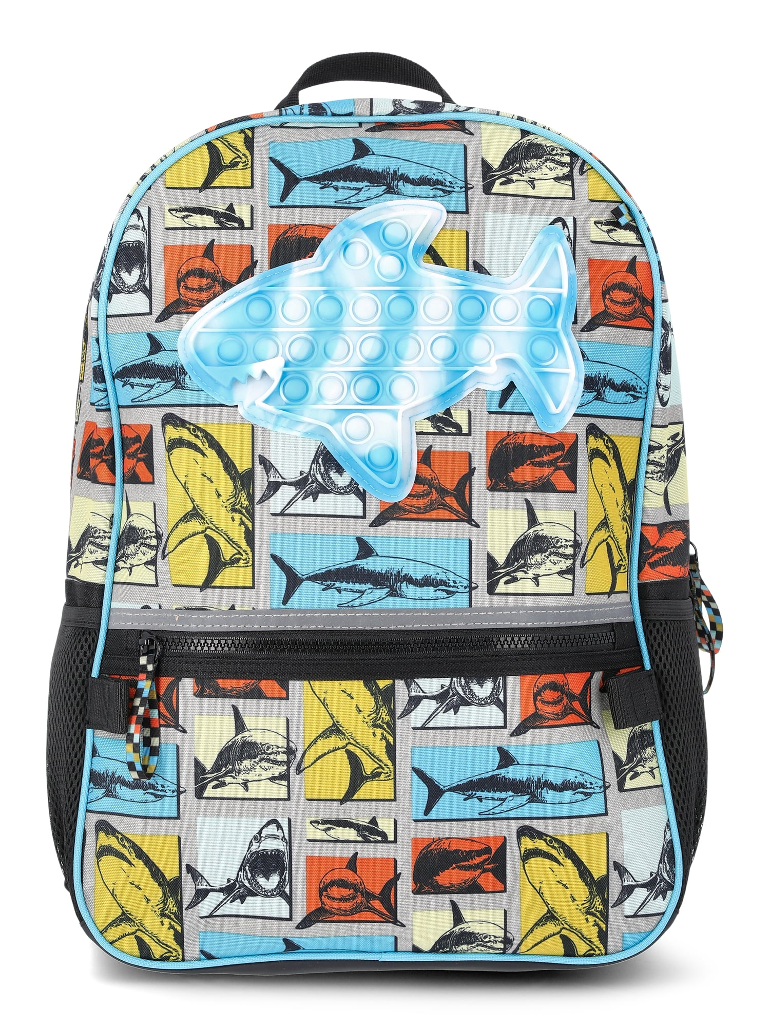 Wonder Nation Boys Colorblock Sharks 17" Laptop Backpack and Lunch Bag Set, 4-Piece, Black/Multi
