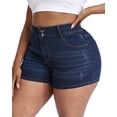 thumbnail image 3 of Gocolloa Plus Size Jean Shorts for Curvy Women Stretchy 3.5" Inseam Comfort High Waisted Denim Shorts Dark Blue 16W, 3 of 6