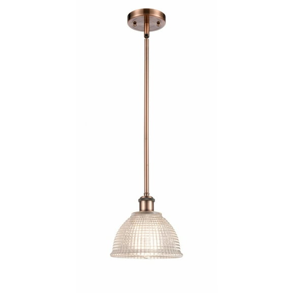 516-1S-AC-G422-LED-Innovations Lighting-Arietta - 8 Inch 3.5W 1 LED Pendant   Antique Copper Finish with Clear Glass