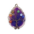 thumbnail image 1 of Nvzi Colgante de collar con 7 cuentas redondas de piedra, colgante enrollado en alambre de color cobre antiguo, decoración colgante retro (púrpura), 1 of 5
