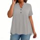 thumbnail image 5 of Plus Tops para Mujeres Tamaño Plus Moda Color Sólido Casual Botón-Up Top con Cuello en V Y Manga 3/4 Mujeres Tamaño Plus Tops de Verano, 5 of 8