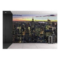 wall26 - New York City Skyline with Urban Skyscrapers at Sunset, USA - Removable Wall Mural | Self-Adhesive Large Wallpaper - 100x144 inches