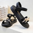 thumbnail image 4 of Xfvqtps Kids Girls Beach Sandals Bow Open Toe PVC Soft Sole Flats Hook and Loop Summer Shoes, 4 of 6