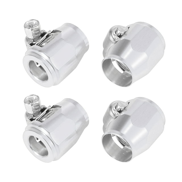 4 Piezas AN4 Hexagonal Coche Manguera Acabadora Abrazadera Adaptador Montaje Tono Plateado