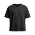 thumbnail image 3 of Chiccall Mens T Shirts Short Raglan Sleeve Knit Textured Tee Casual Soft Summer V Neck Pullover, 3 of 8