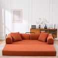 thumbnail image 2 of Leumius 4‑in‑1 Futon Sofa Bed,Modular Corduroy Sofa Couch with Fixed-Shape Frame & Removable Armrests,Folding Mattress Couch for Living Room, Office, Apartment,Orange, 2 of 7