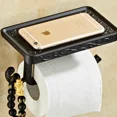 thumbnail image 4 of Antique Brass Toilet Paper Holder Bathroom Mobile Tssue Roll Storage Rack Accessory, 4 of 6