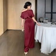 thumbnail image 7 of Women's One Shoulder Wide Leg Jumpsuit Elegant High Waist Dressy Evening Party Outfit, 7 of 7