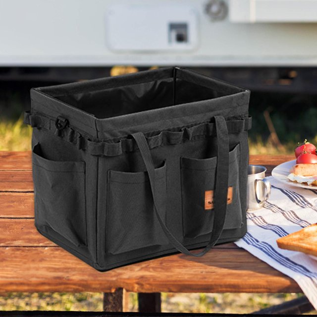 Organizador de herramientas multiusos para uso general con asa, plegable, reutilizable, bolsa de almacenamiento para acampar, pesca, playa, acampar, , negro Baoblaze Bolso de picnic