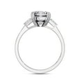 thumbnail image 4 of AFFY Three Stone Engagement Ring for Women Center 8MM Cushion or Baguette and Round Lab Created Moissanite Wedding Rings Jewelry Gift for Her In 14K Solid White Gold Size 8, 4 of 6
