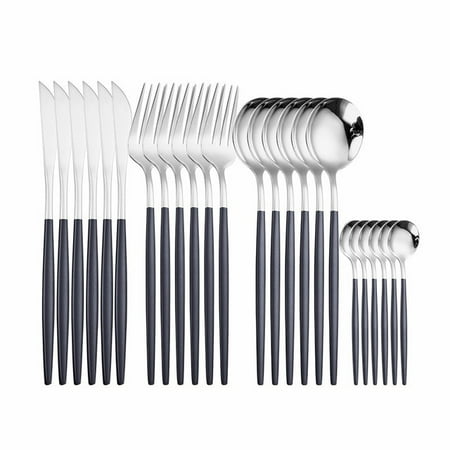 

UMMH Matte Golden Cutlery Set 24Pcs Forks Knives Spoons Stainless Steel Cutlery Set Home Kitchen Tableware Set Dinnerware