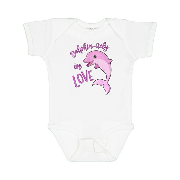 Inktastic Dolphin-itely in Love Cute Pink Dolphin Boys or Girls Baby Bodysuit