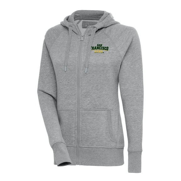Women's Antigua Heather Gray San Francisco Dons Victory Full-Zip Hoodie