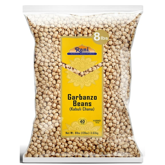 Rani Garbanzo Beans (Kabuli Chana) 128oz (8lbs) 3.63kg Bulk ~ All Natural | Vegan | Gluten Friendly | NON-GMO | Kosher | Indian Origin