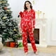 thumbnail image 1 of Conjunto de pijamas de satén para mujer, Top navideño de manga larga con botones y pantalones, conjunto de 2 piezas con estampado de otoño, ropa de dormir para el hogar, ropa de dormir, 1 of 3
