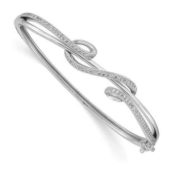 Sterling Silver CZ Polished Bangle