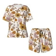 thumbnail image 4 of Naloa Sunflowers And Butterflies Women's Short-Sleeved Pajama Set, Loungewear, Summer pajamas, Breathable Cozy - Large, 4 of 9
