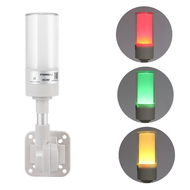 Luces de pila de torre de se?alización LED, columna de luz de se?al industrial de 3 colores Luz de alarma LED, indicador de luz continua redonda plegable, con zumbador, 24 V EOTVIA No