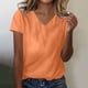 thumbnail image 2 of Blusas de Manga Corta para las Mujeres Verano Color Sólido V-Cuello Blusa de Manga Corta, Poliéster Casual Top para las Mujeres, Lavado a Mano Toda la Temporada, 2 of 4