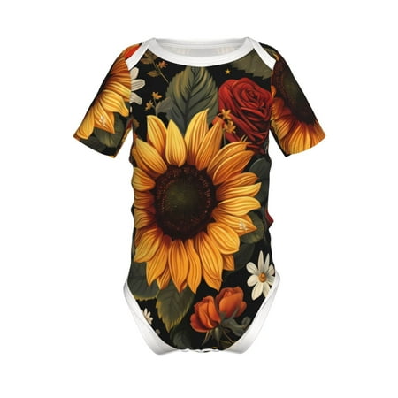 

Junzan Sunflower Floral Butterfly Print Short-Sleeve Baby Climbing Clothes Bodysuits for Infant One-Piece for Baby Boys & Girls Baby Clothes Baby Romper with Snap Closure-6 Months