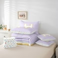 thumbnail image 6 of Feelyou Chic Purple Stripes Bedding Comforter Set 7 Pieces for Child, Dreamy Initial H Letter Full Bedding Set, Kawaii Cartoon Theme Reversible Fitted Sheet Flat Sheet, Lightweight Room Decor, 6 of 8