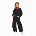 thumbnail image 4 of Zuwimk Toddler Boy And Girls Clothes Long Sleeve Solid Color Hoodie Sweatshirt & Pant 2PCS Fall Outfits(T041-Black), 4 of 4