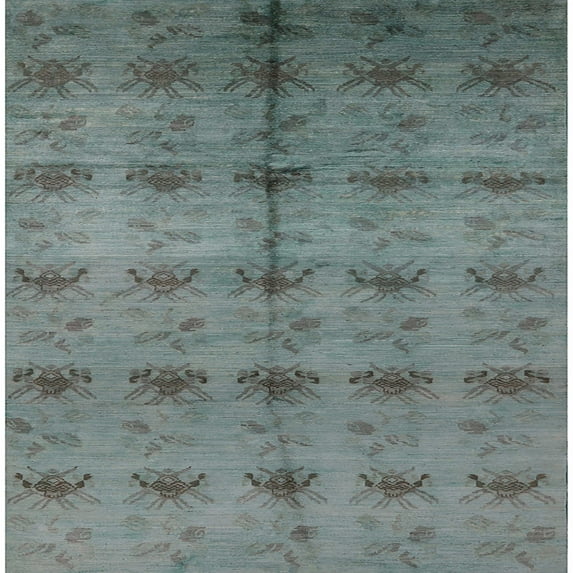 Ahgly Company Indoor Square Mid-Century Modern Light Slate Gray Oriental Area Rugs, 5' Square
