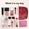 thumbnail image 3 of Picia Abstract Red Marble Printed Cosmetic Bags for Women Makeup Bag Large Capacity Purse Travel Toiletry Zipper Storage Pouch Make up Brushes Organizer for Gifts, 3 of 6