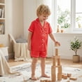 thumbnail image 3 of Family Matching Pajamas Contrast Trim Short Sleeve Lapel Tops and Shorts Set Family Satin Sleepwear, 3 of 8