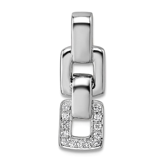 6.8mm 925 Sterling Silver Rhodium Plated Cubic Zirconia Double Square Pendant Necklace Pendant for Women