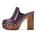 thumbnail image 2 of YDN Women's Wooden Platform Heeled Mules Closed Round Toe High Block Heel Slip On Clogs Shoes with Studs Evening Party Daily Outfit Footwear Size 15 Purple, 2 of 6