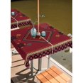 thumbnail image 2 of Outdoor Tablecloths with Umbrella Hole & Zipper, Red 60x60 Inch Square Tablecloths, Boho Vintage Ethnic Tribe Abstract Art Retro Waterproof Table Cloth, Patio/Pool/Picnic Table Covers, 2 of 8