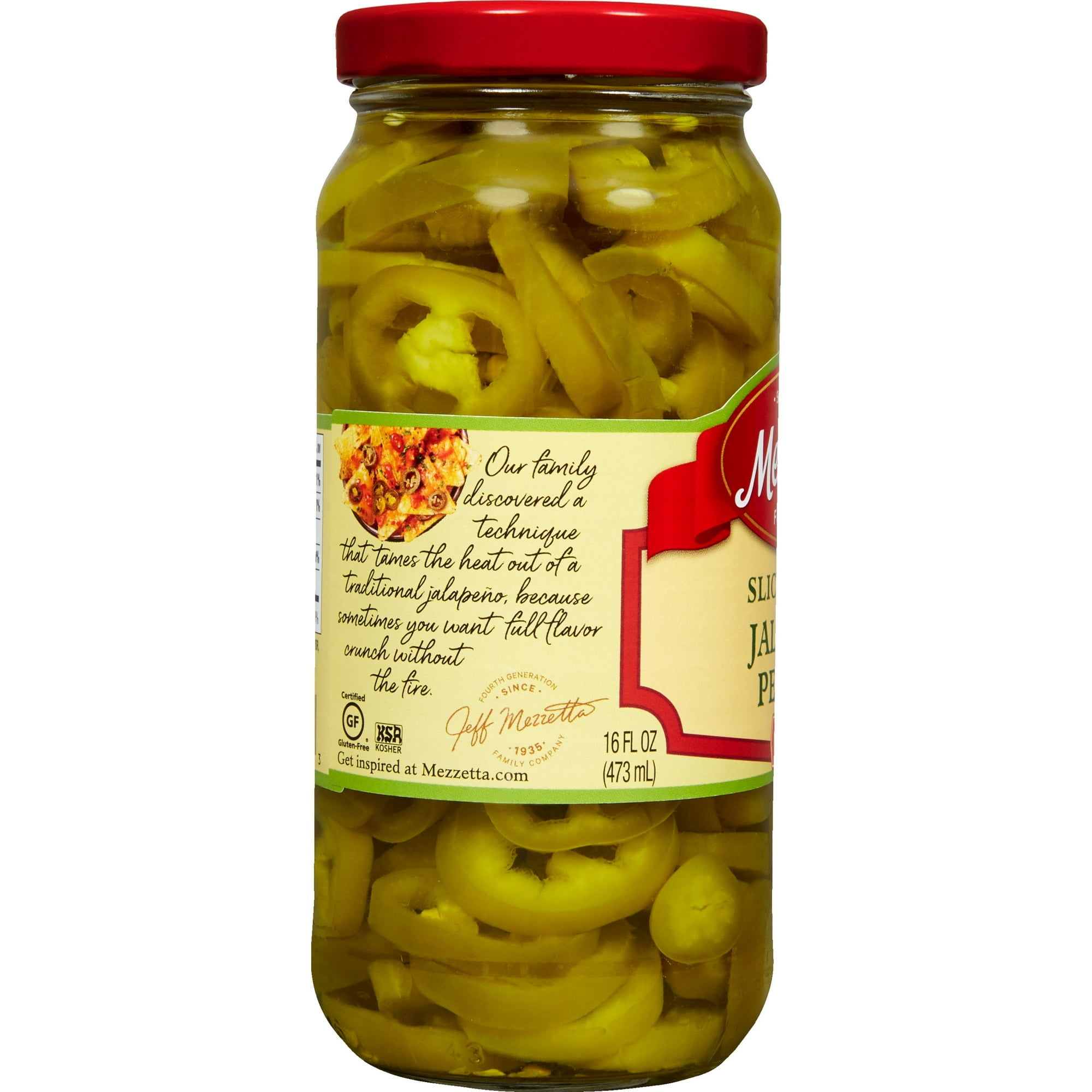 Pack of 6, Mezzetta Sliced Tamed Medium Heat Jalapeño Peppers, 16 oz