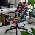thumbnail image 2 of POLERO One Piece High Back Computer Chair Cover in Vibrant Butterfly Pattern, Brushed Elastic Breathable Fabric Slipcover for Small Business Office Gaming Chairs, 2 of 7