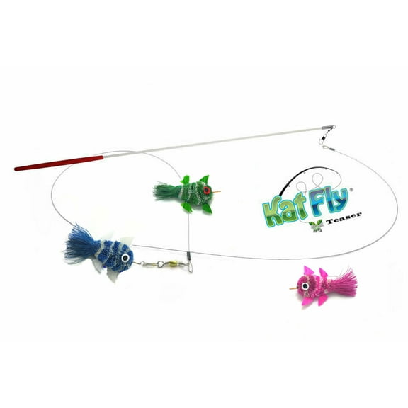 Cat Toy Wand Minnow KatFly® Teaser Mini Clownfish Cat Teaser Set