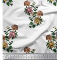 thumbnail image 1 of Soimoi Georgette Viscose Fabric Leaves & Floral Block Print Fabric by The Yard 42 Inch Wide, 1 of 3