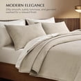 thumbnail image 4 of EVERGRACE Channel Stitch 100% Cotton Quilt Set Queen Size, Pre-Washed Cotton Sateen Coverlet Bedspread, 3-Piece Soft & Breathable Bedding Set with 2 Shams for All Seasons, Parchment, 4 of 8