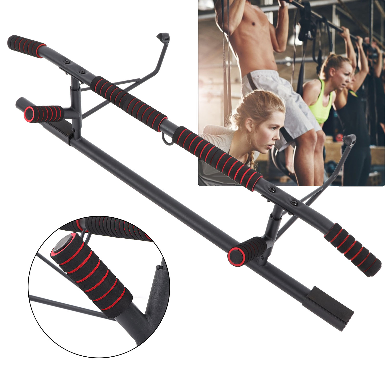 ESTINK Door Frame Mounted Pull‑up Bar No Screws Upper Body Fitness Bar