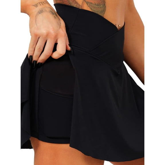 Julycc Womens Tennis Skirt Culotte Flared Hot Pants High Waist Yoga Mini Shorts