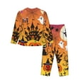 thumbnail image 2 of Kll Happy Halloween 4 Print Women'S Long Sleeve Pajamas With Pants Sleepwear Loungewear 2 Set-Xx-Large, 2 of 9