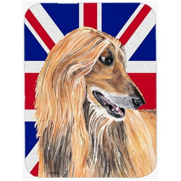 7.75 x 9.25 In. Afghan Hound With English Union Jack British Flag Mouse Pad, Hot Pad Or Trivet