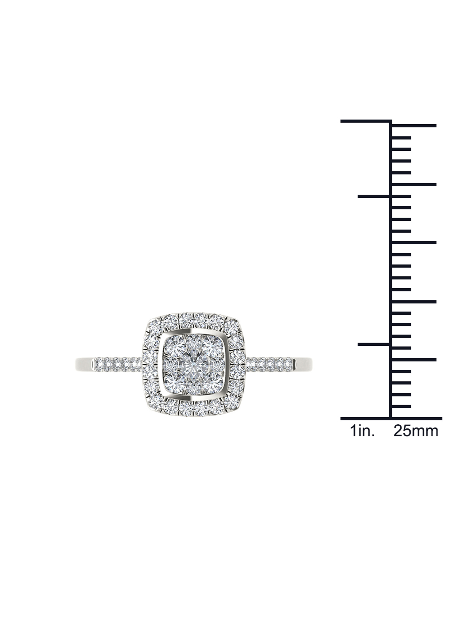 1/2 Carat T.W. Diamond 10kt White Gold Cushion-Shape Engagement Ring