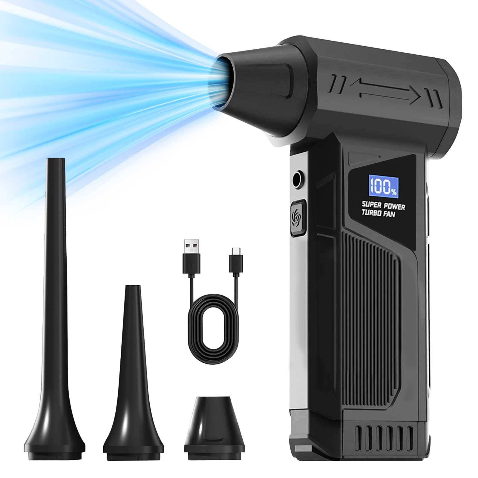 Portable Hair Dryer with Multiple Nozzles, Compact Blow Dryer with LED Display, High-Speed Motor for Fast Drying, Built-in Rechargeable Battery, for Home Travel Styling