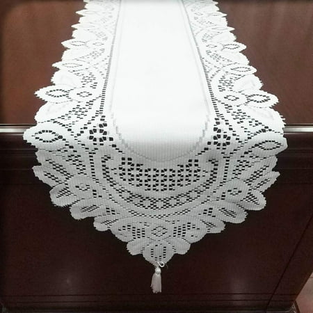 

Stiwee Christmas Table flag Knitted Lace Table Flag White Red Wedding Banquet Party Decoration Rectangular Table Runner Coffee Table Pad