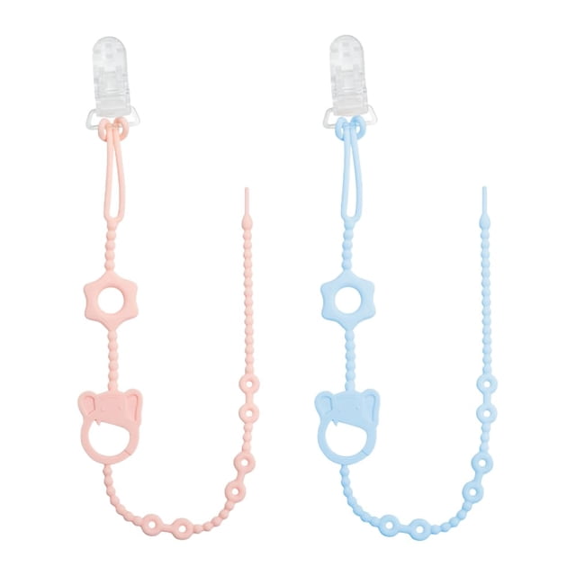 Correas para chupetes LalaDream Elephant de silicona para bebé, color rosa y azul