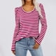 thumbnail image 1 of MKLEKYY Camiseta Mujer Blusas De Punto De Manga Larga Abullonadas Para Mujer, Camisetas Casuales De Cuello Redondo A Rayas, Blusas De Moda 2024 Talla XL, 1 of 3