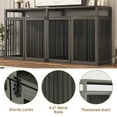 thumbnail image 6 of ChVans 87" Large Farmhouse Dog Crate TV Stand, Wooden Dog Crate Furniture with 4 Lockable Doors/Solid Metal Tube, XL-XXL Heavty Duty Dog Crates Furniture for 2 Medium or Large Dogs,Gray, 6 of 7
