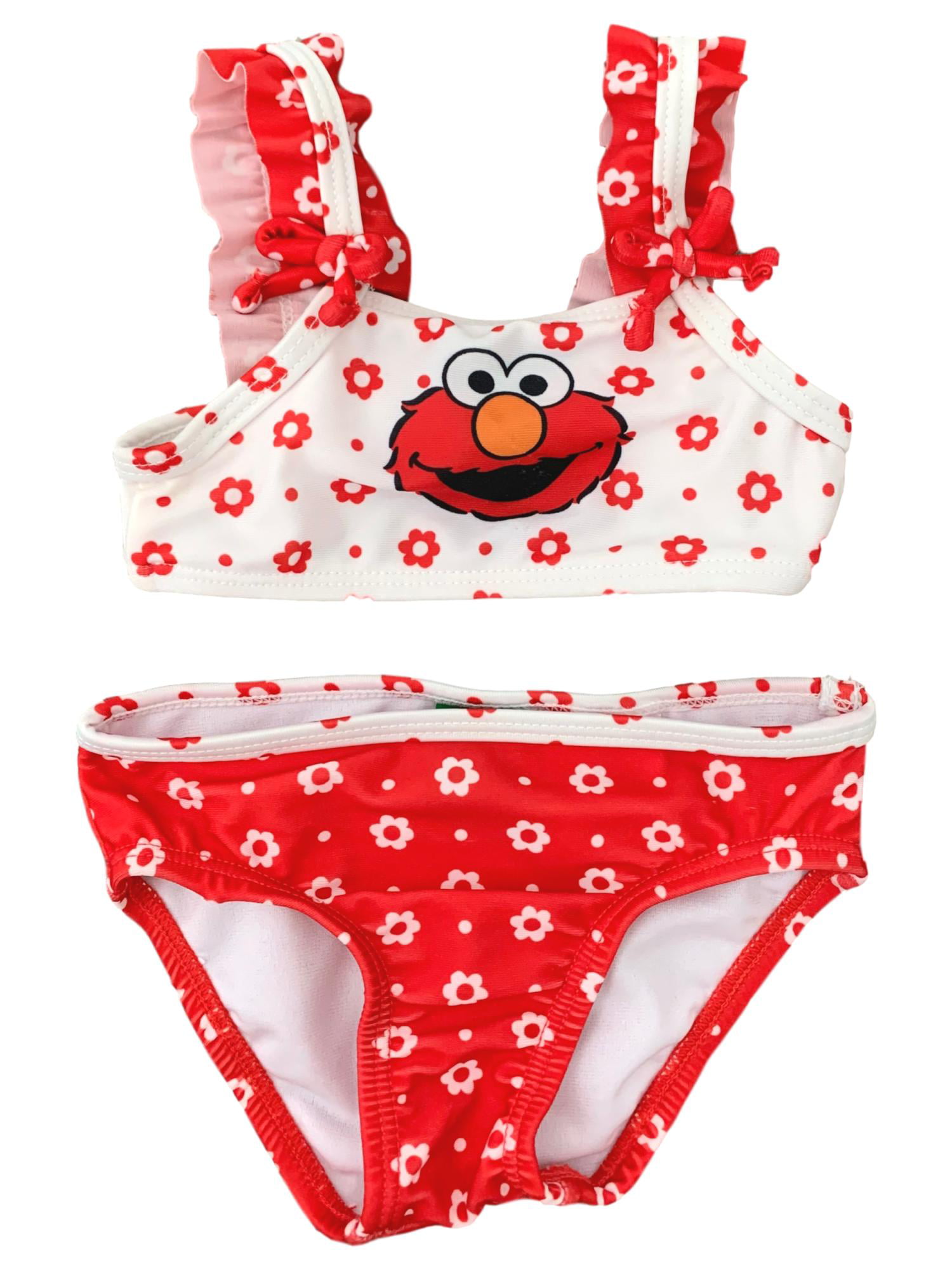 Girls Elmo Sesame Street Swim Suit Two Piece Bathing Suit Size 3-6 Months New