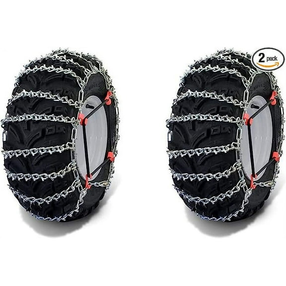 OakTen Set of 2 Tire Chains with Tensioners for ATV UTV, Ladder Alloy 2-Link spacing, for Tire Size 24x9x11