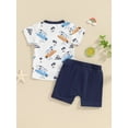 thumbnail image 4 of vera natura Toddler Boys Summer Outfits Beach Style Shark/Tree Print Short Sleeve T-Shirts Tops and Shorts 2Pcs Clothes Set, 4 of 9